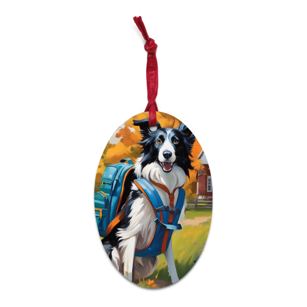 PugMug Custom Border Collie Wooden Ornament