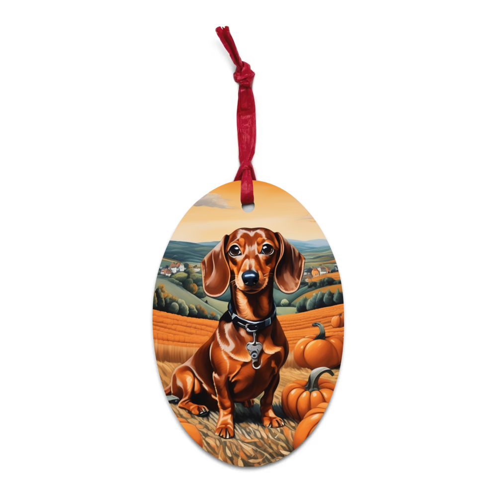 PugMug Custom Tan Dachshund Wooden Ornament