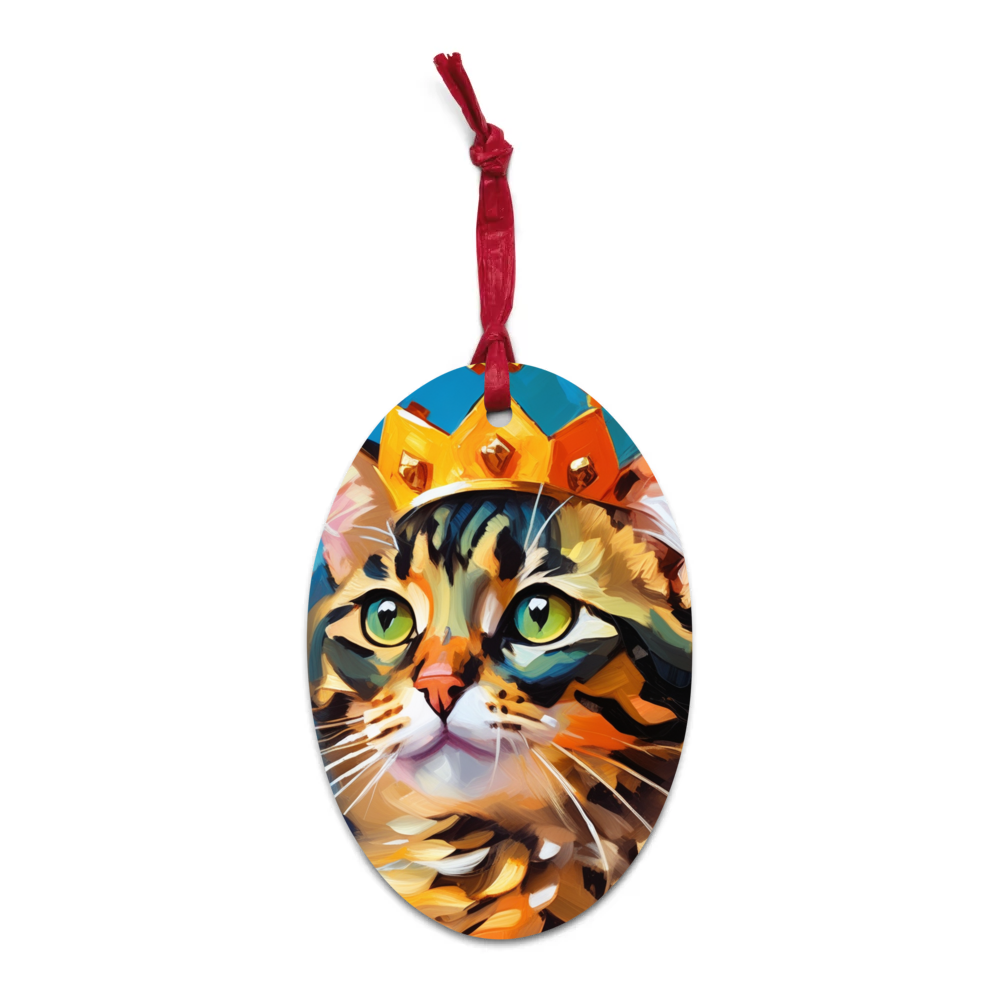 PugMug Custom Tabby Exotic Cat Wooden Ornament