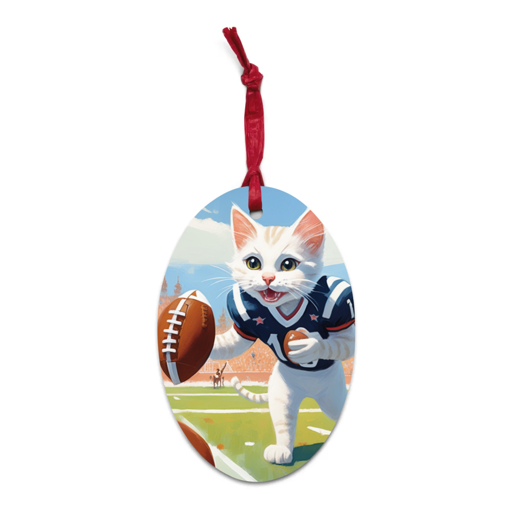 PugMug Custom White Companion Cat Wooden Ornament