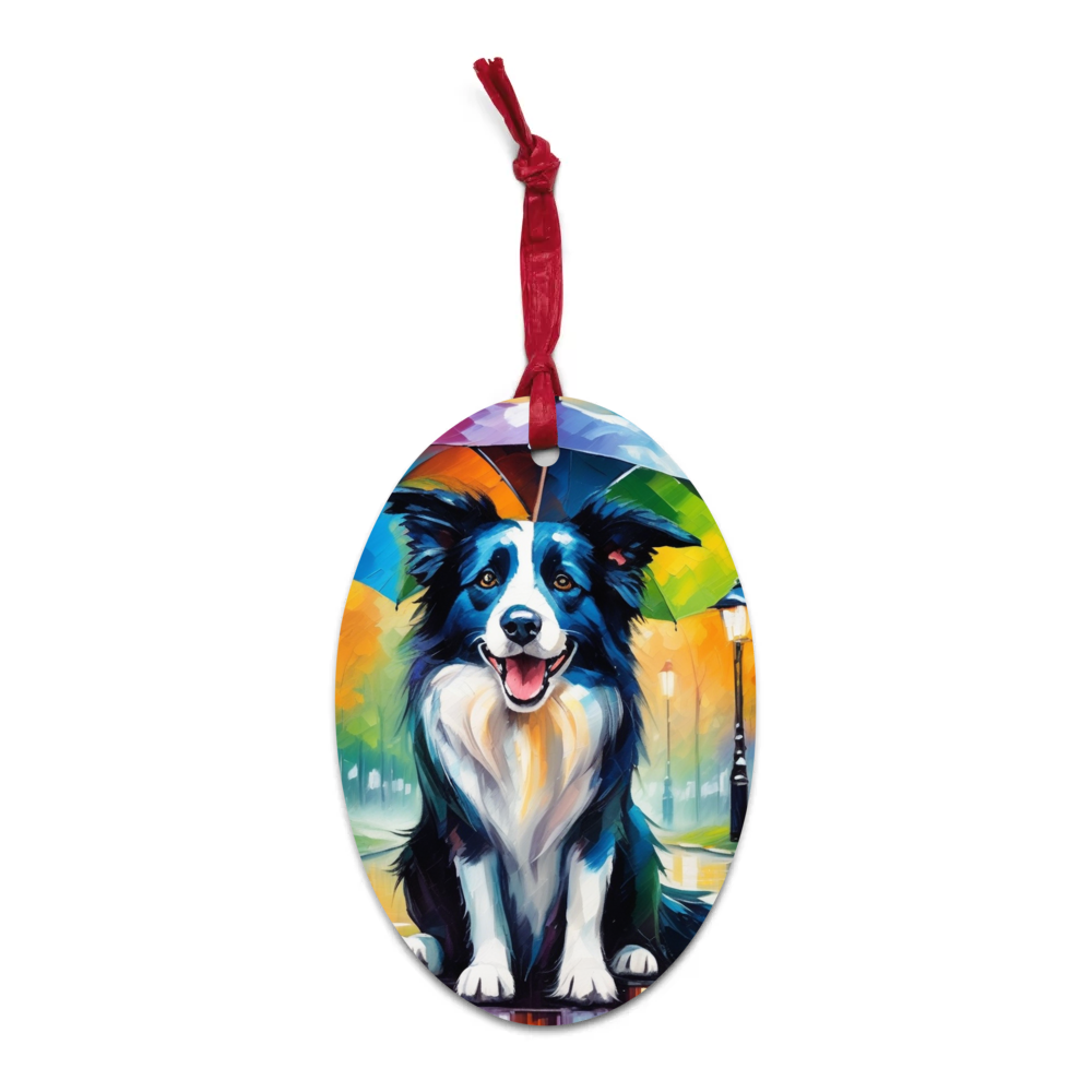 PugMug Custom Border Collie Wooden Ornament