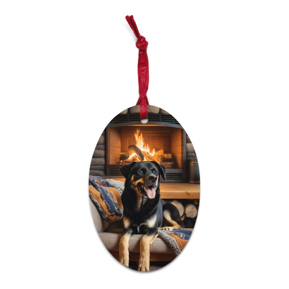 PugMug Custom Blue Wooden Ornament