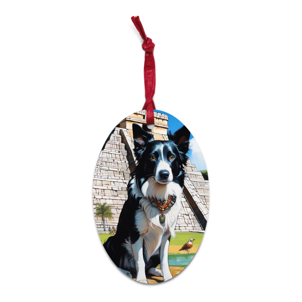PugMug Custom Border Collie Wooden Ornament
