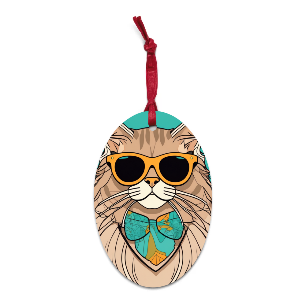 PugMug Custom Tabby Persian Cat Wooden Ornament