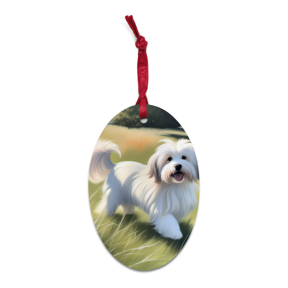 PugMug Custom White Havanese Dog Wooden Ornament