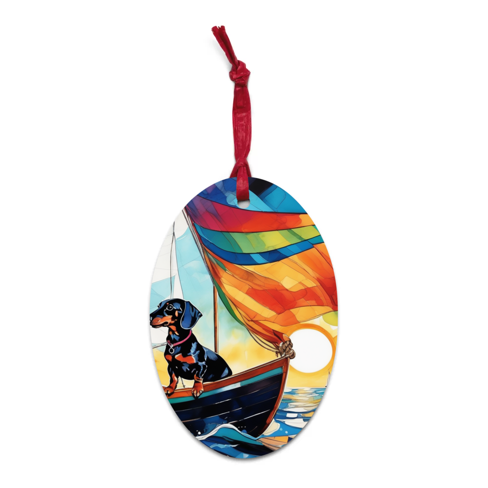 PugMug Custom Black Dachshund Wooden Ornament