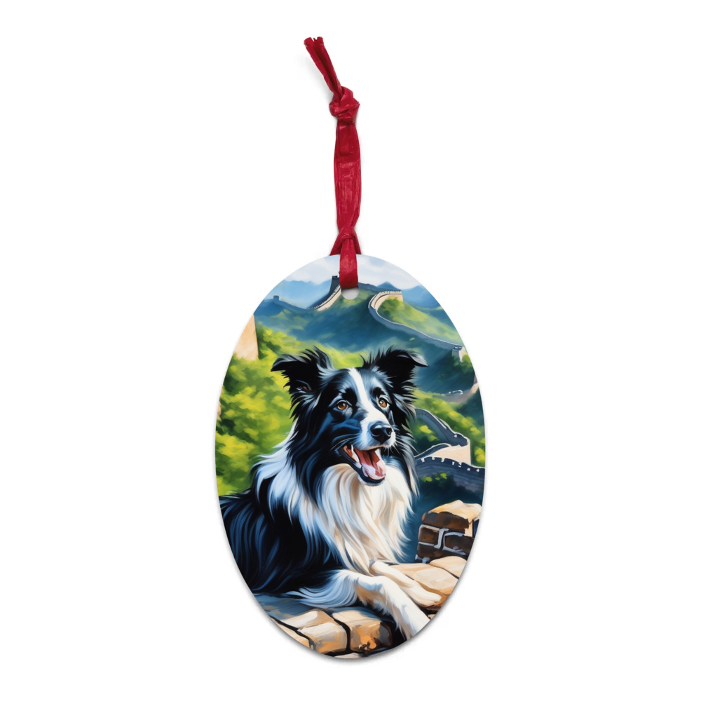 PugMug Custom Border Collie Wooden Ornament
