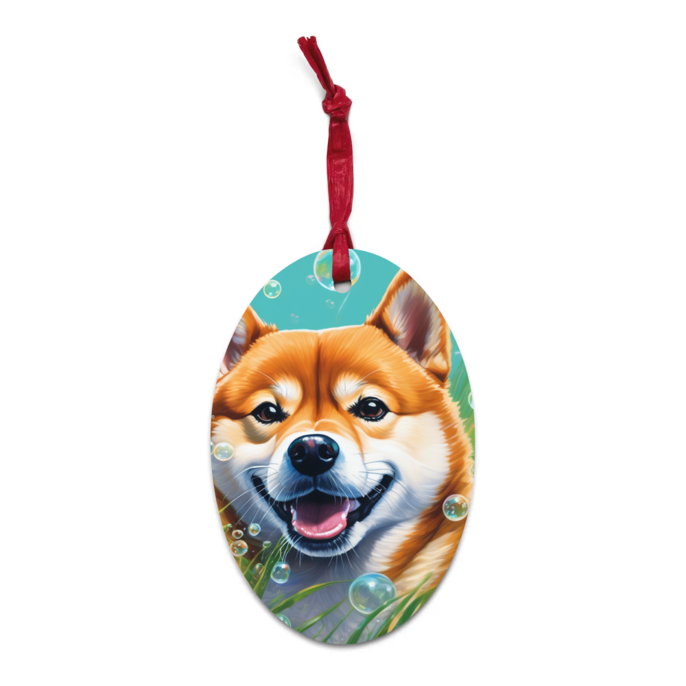 PugMug Custom Shiba Inu Wooden Ornament