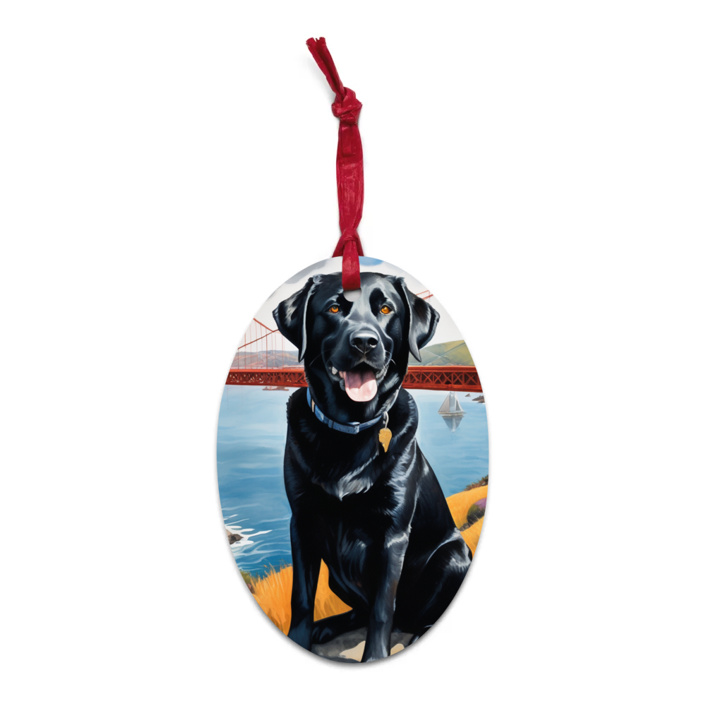 PugMug Custom Black Labrador Retriever Wooden Ornament