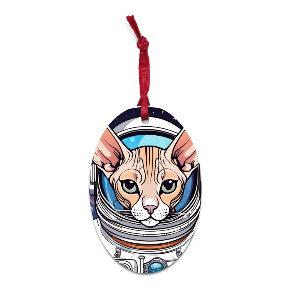 PugMug Custom Tabby Sphynx Cat Wooden Ornament