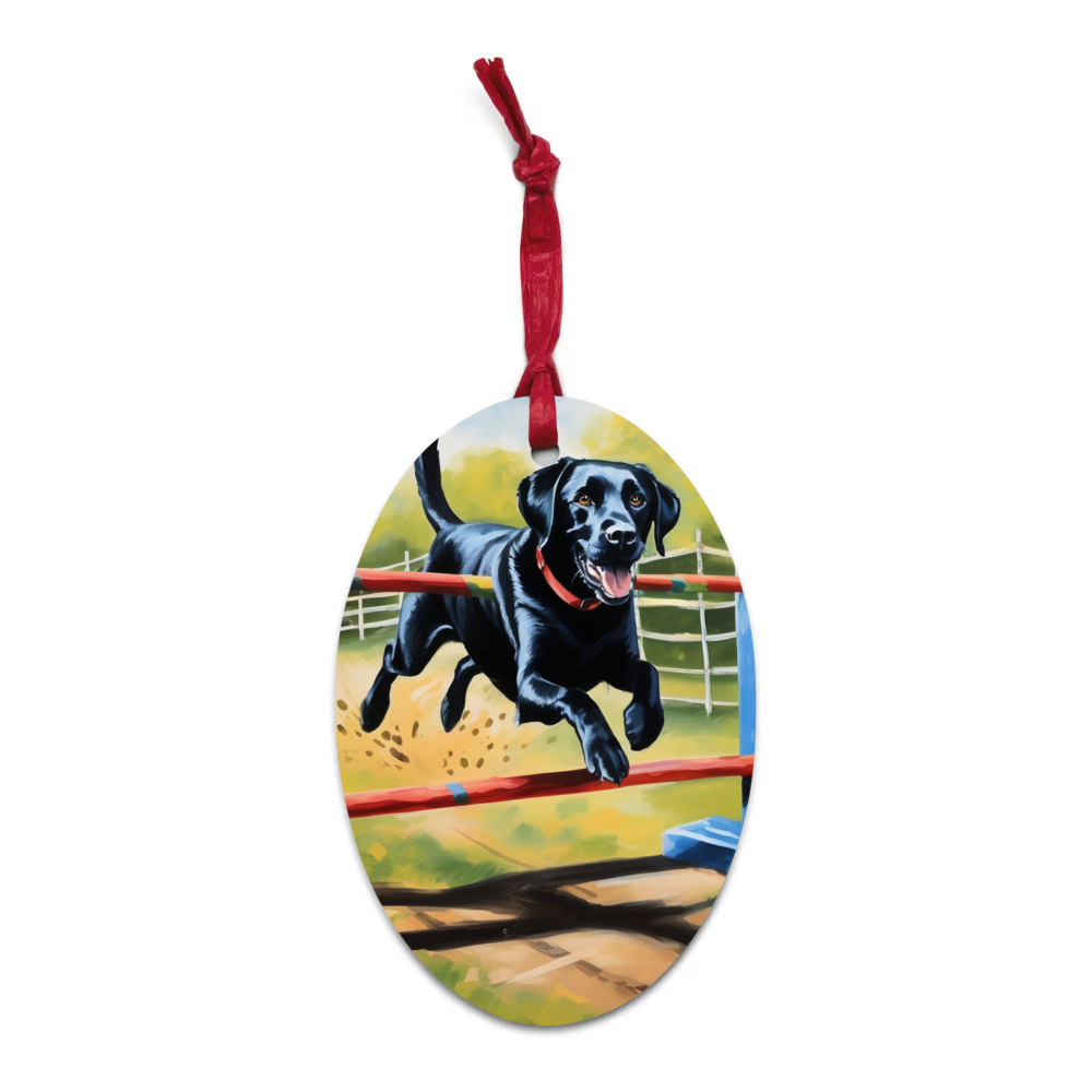 PugMug Custom Black Labrador Retriever Wooden Ornament