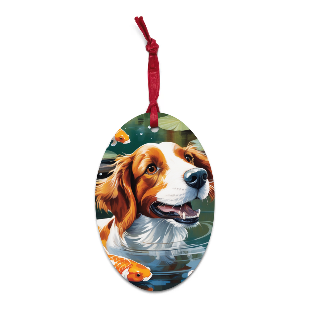 PugMug Custom Brittany Dog Wooden Ornament