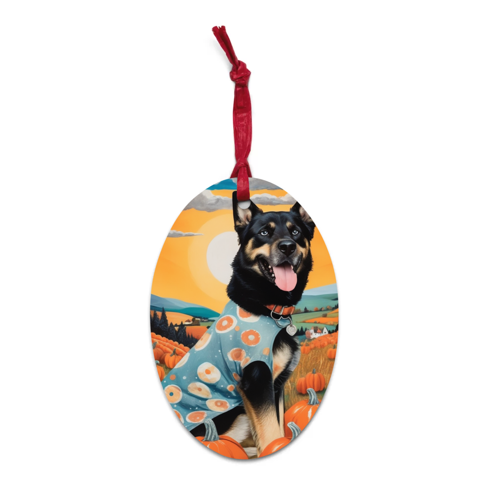 PugMug Custom Blue Wooden Ornament