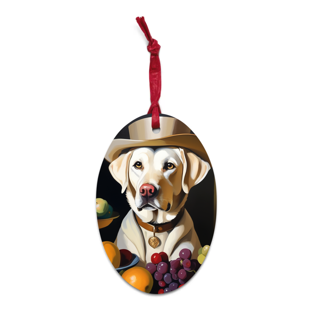 PugMug Custom White Labrador Retriever Wooden Ornament