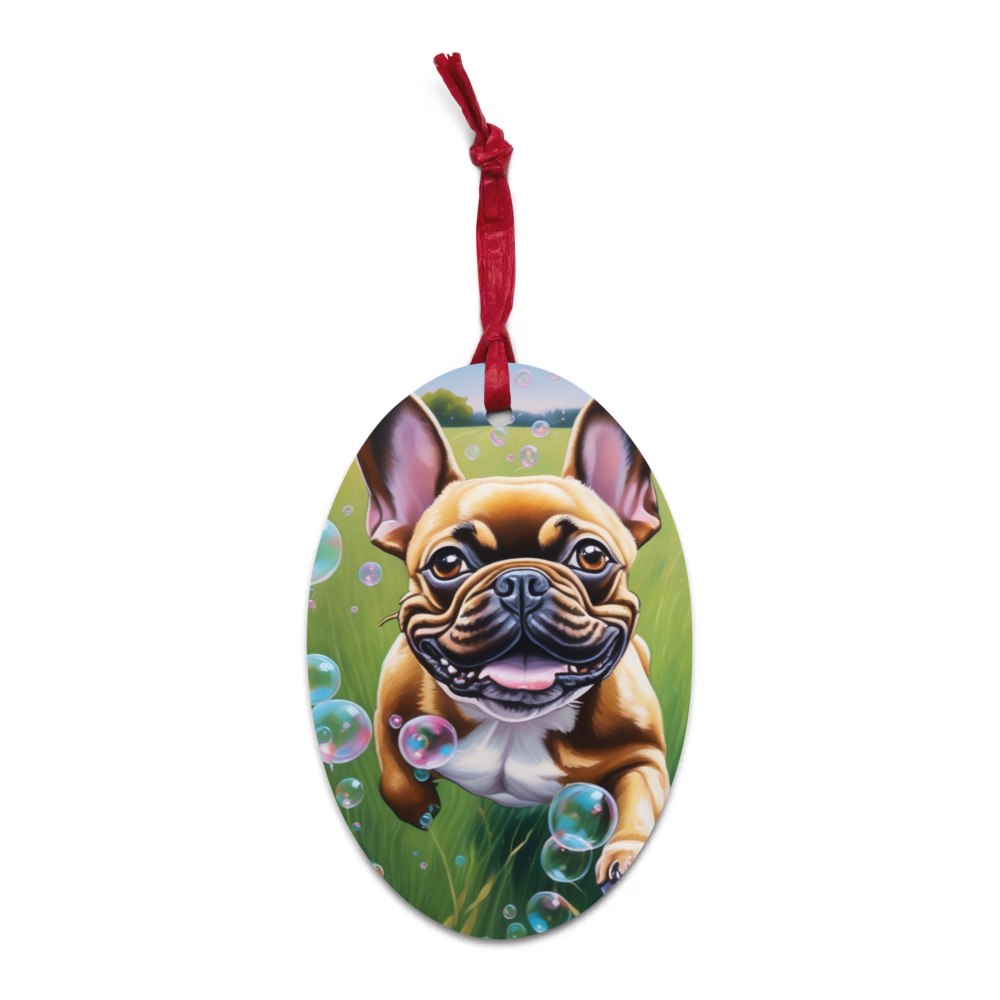 PugMug Custom Tan French Bulldog Wooden Ornament