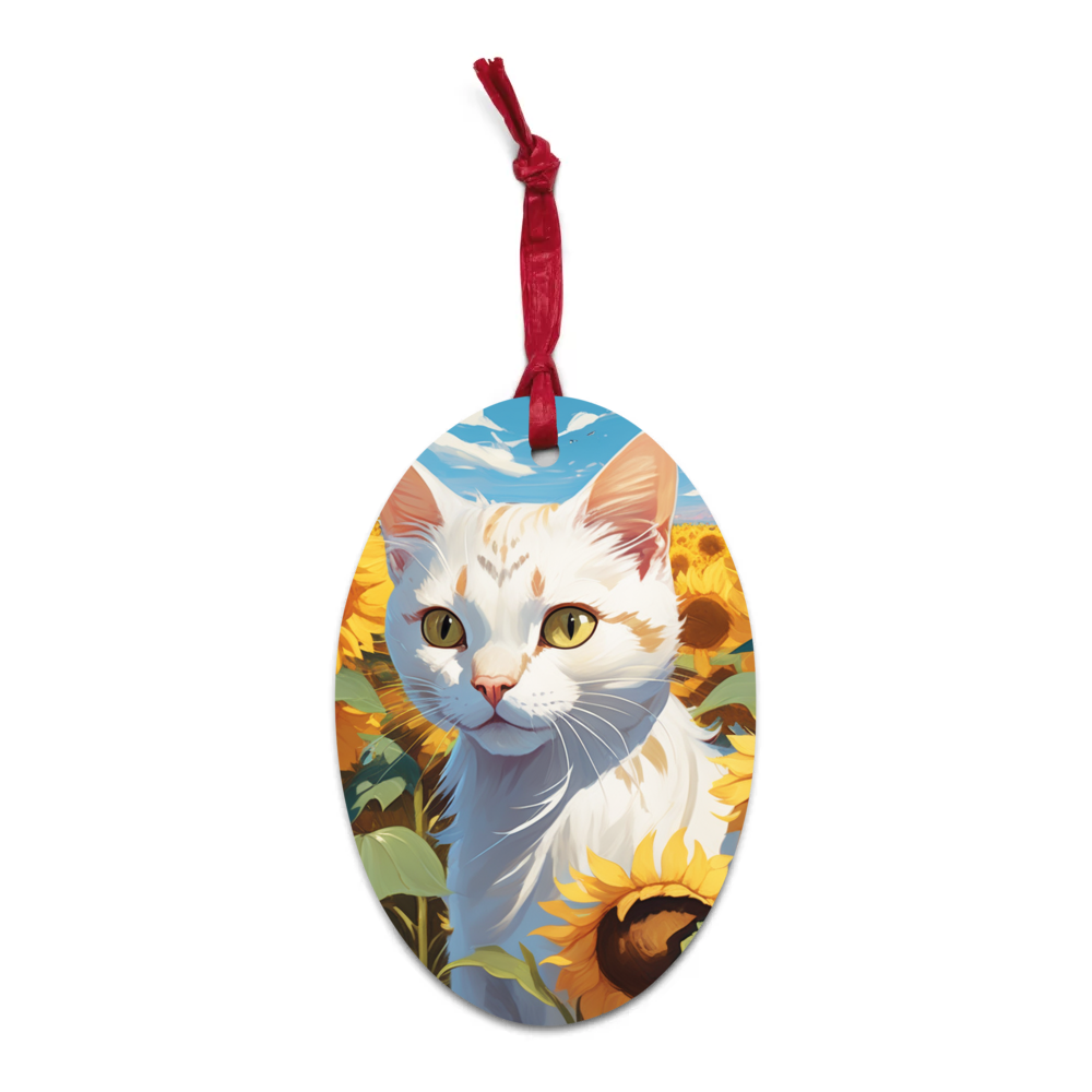PugMug Custom White Exotic Cat Wooden Ornament