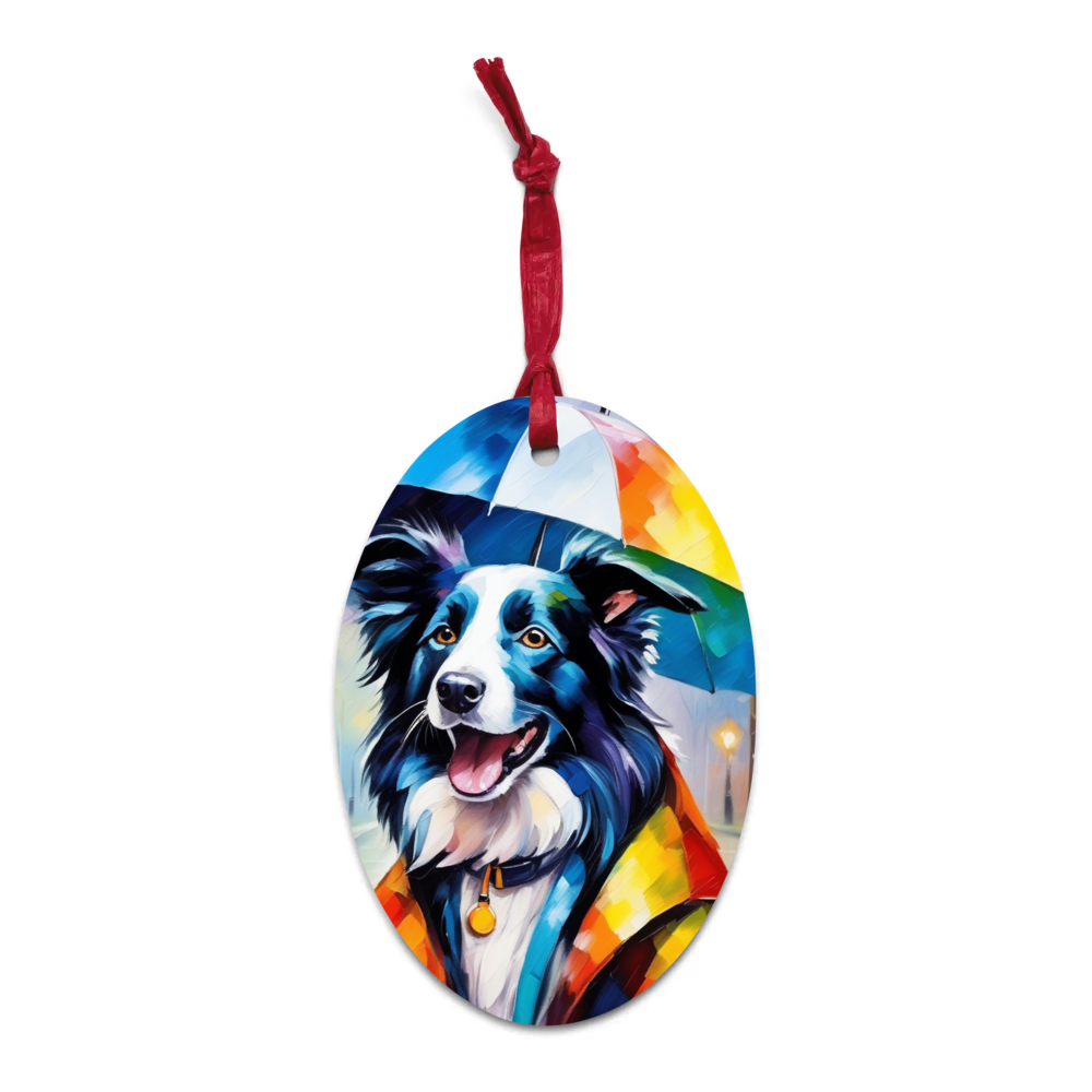 PugMug Custom Border Collie Wooden Ornament