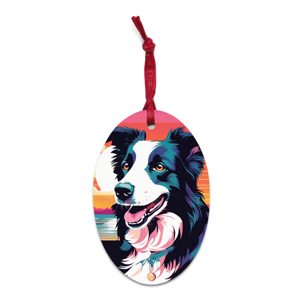 PugMug Custom Border Collie Wooden Ornament