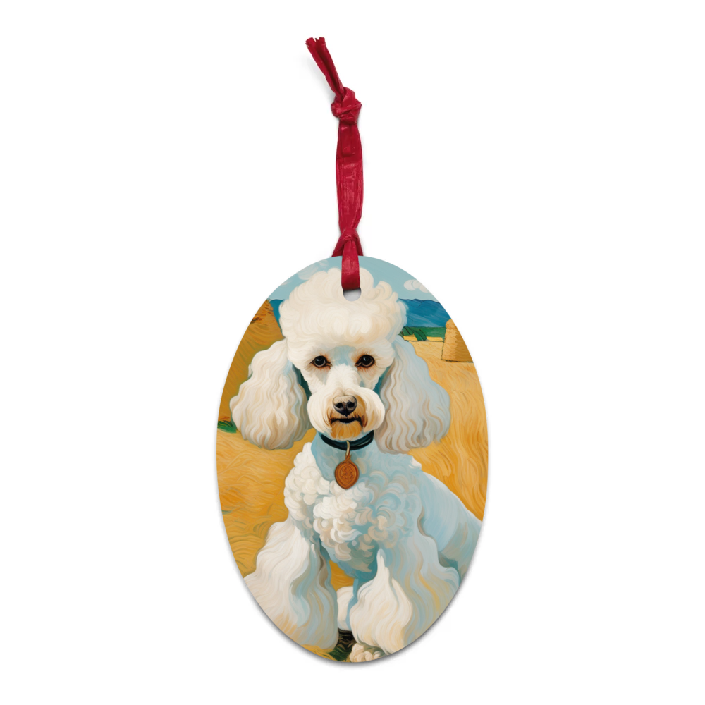 PugMug Custom White Poodle Wooden Ornament