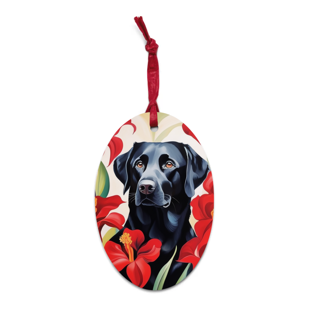 PugMug Custom Black Labrador Retriever Wooden Ornament