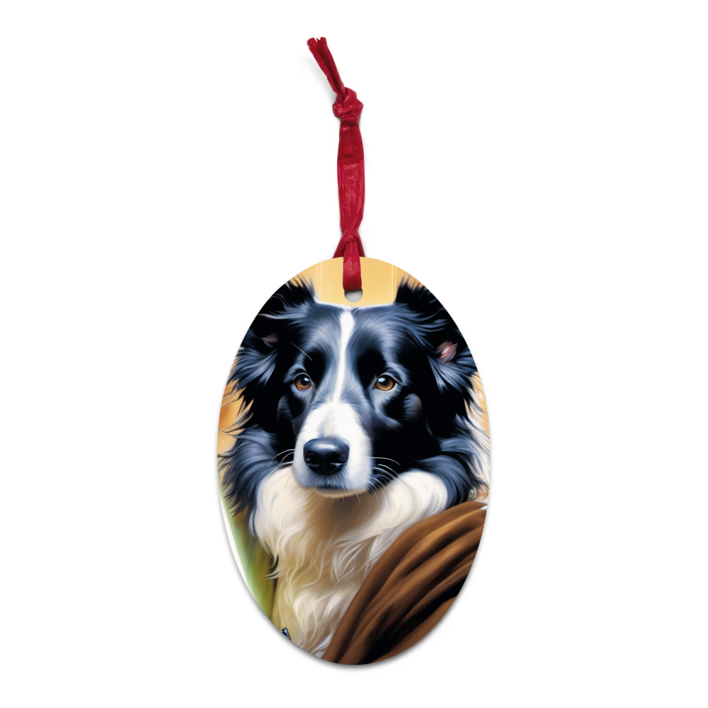 PugMug Custom Border Collie Wooden Ornament