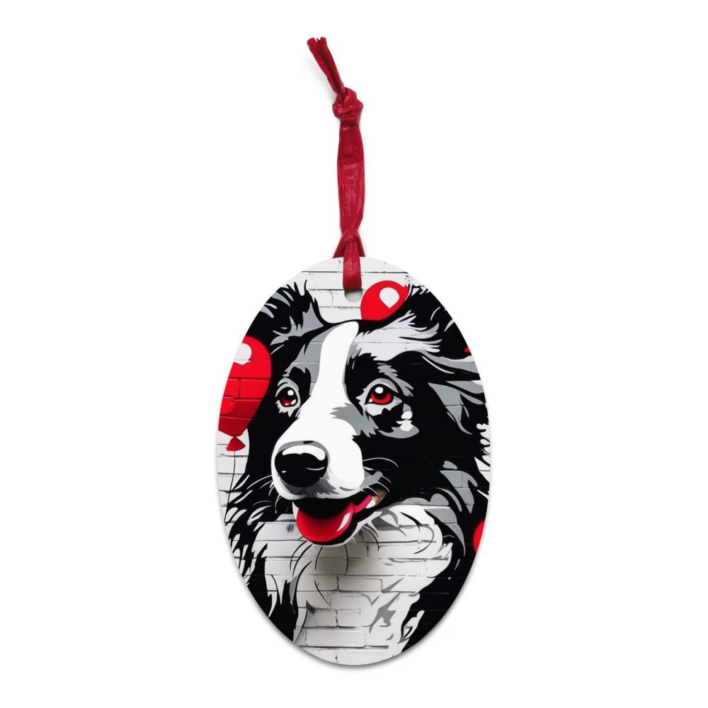 PugMug Custom Border Collie Wooden Ornament