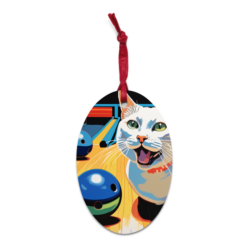 PugMug Custom White Companion Cat Wooden Ornament