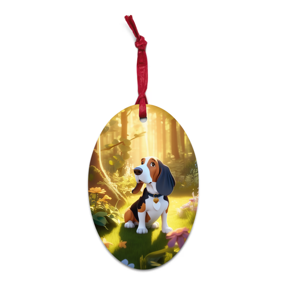 PugMug Custom Basset Hound Wooden Ornament