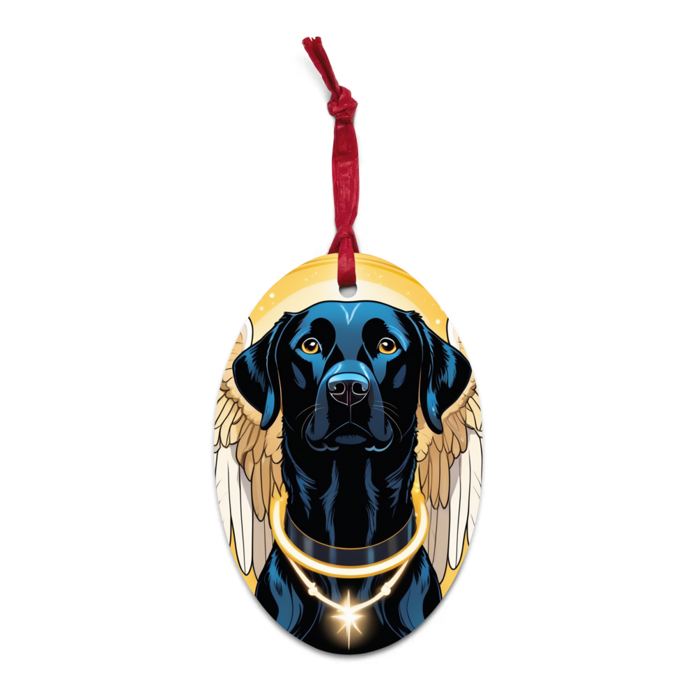 PugMug Custom Black Labrador Retriever Wooden Ornament