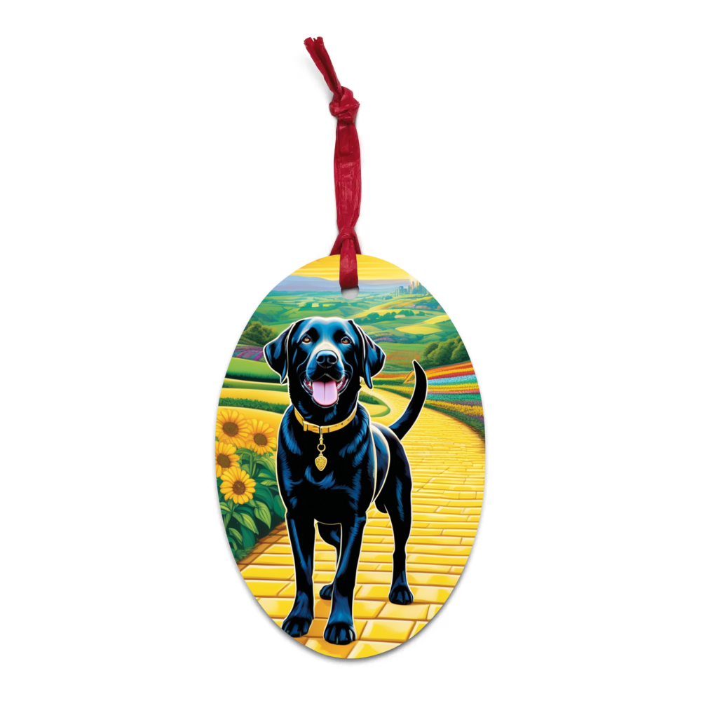 PugMug Custom Black Labrador Retriever Wooden Ornament