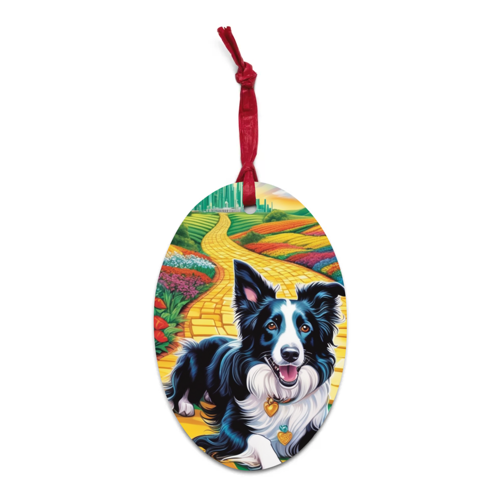 PugMug Custom Border Collie Wooden Ornament