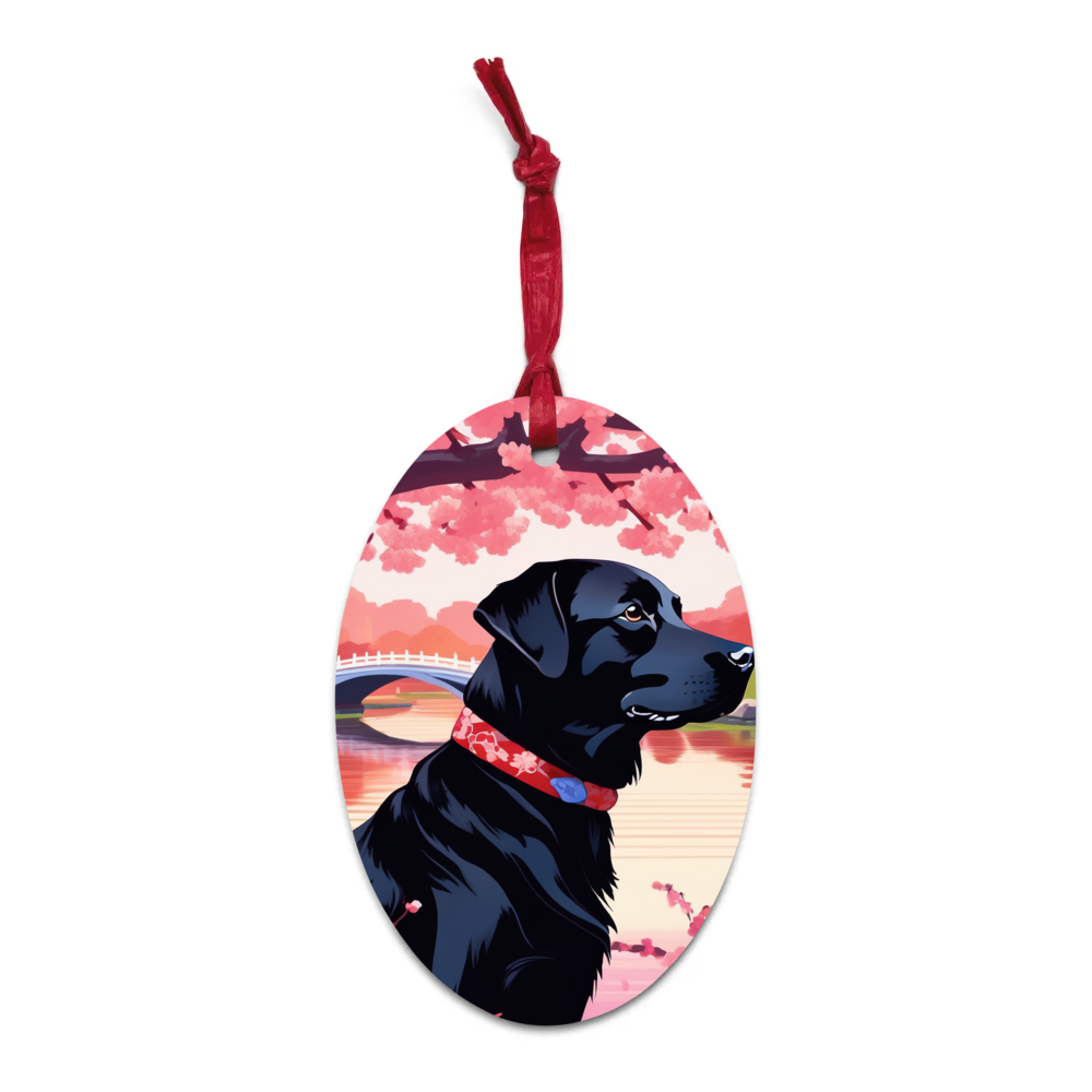 PugMug Custom Black Labrador Retriever Wooden Ornament