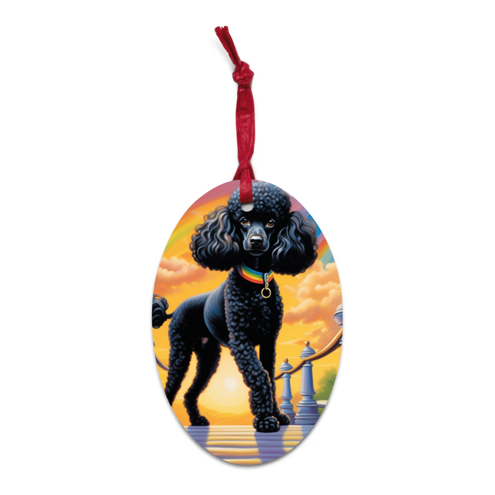 PugMug Custom Black Poodle Wooden Ornament
