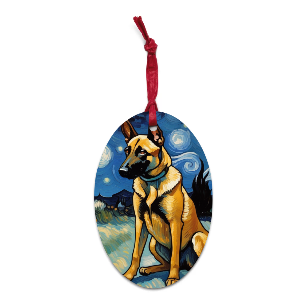 PugMug Custom Belgian Malinois Wooden Ornament