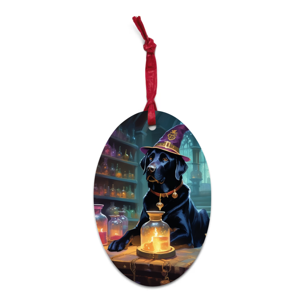 PugMug Custom Black Labrador Retriever Wooden Ornament