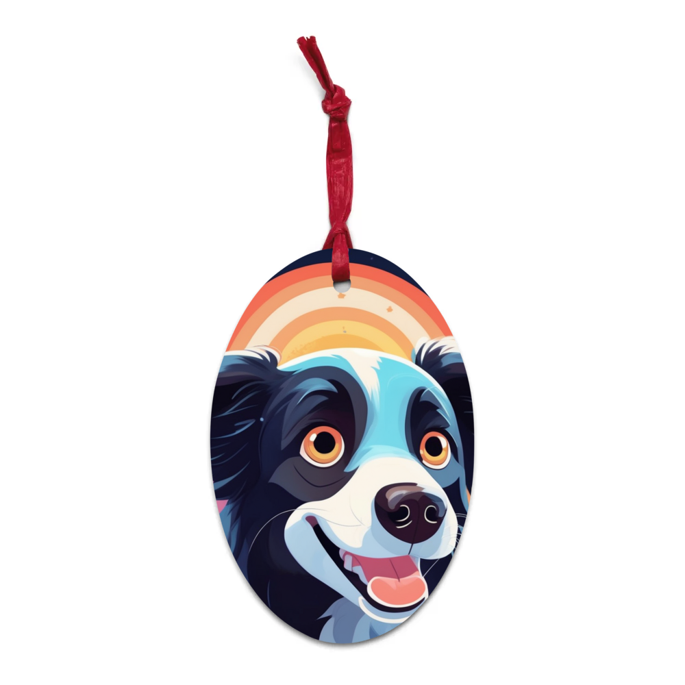 PugMug Custom Border Collie Wooden Ornament