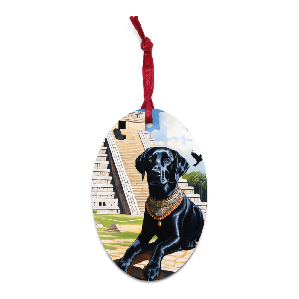 PugMug Custom Black Labrador Retriever Wooden Ornament