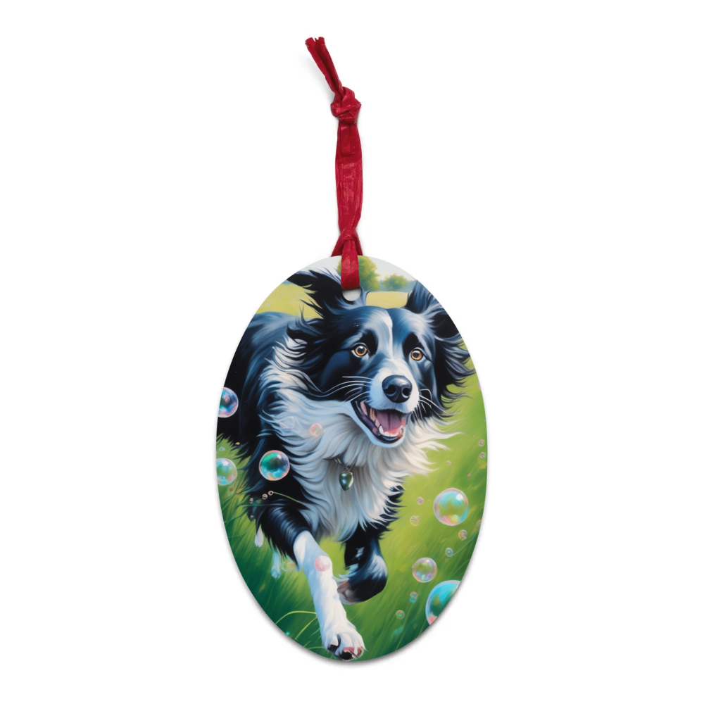 PugMug Custom Border Collie Wooden Ornament