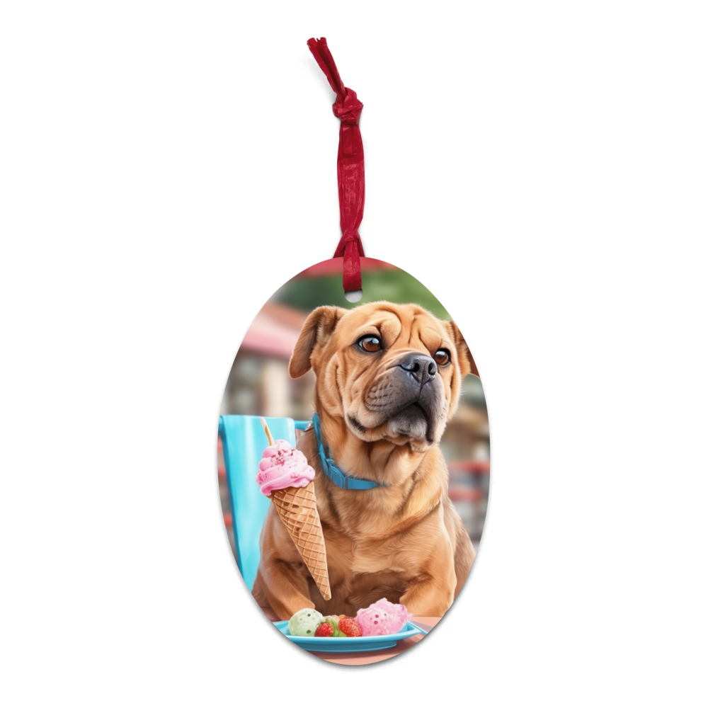 PugMug Custom Halina Wooden Ornament