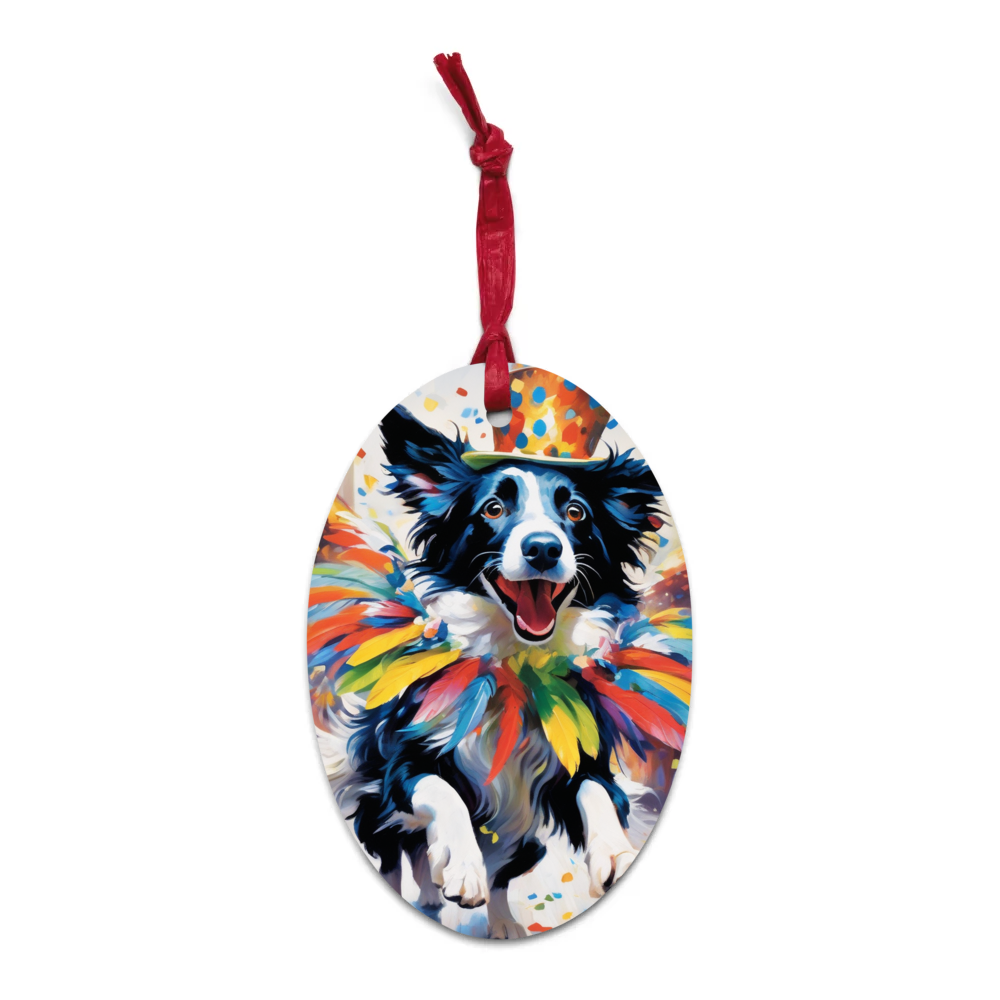 PugMug Custom Border Collie Wooden Ornament