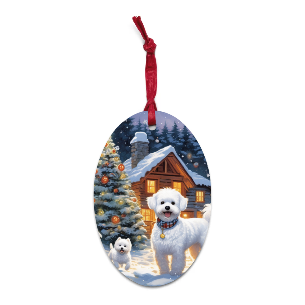 PugMug Custom Bichons Frise Wooden Ornament