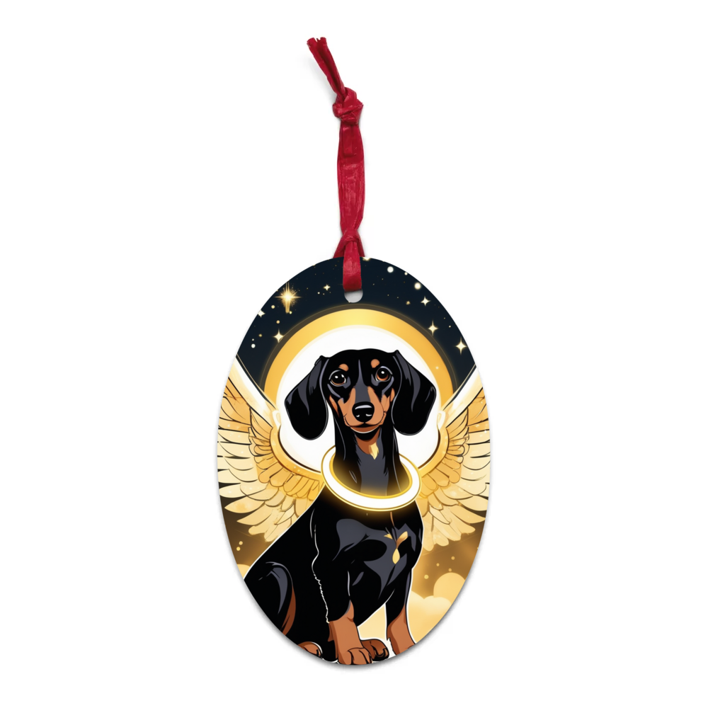PugMug Custom Black Dachshund Wooden Ornament