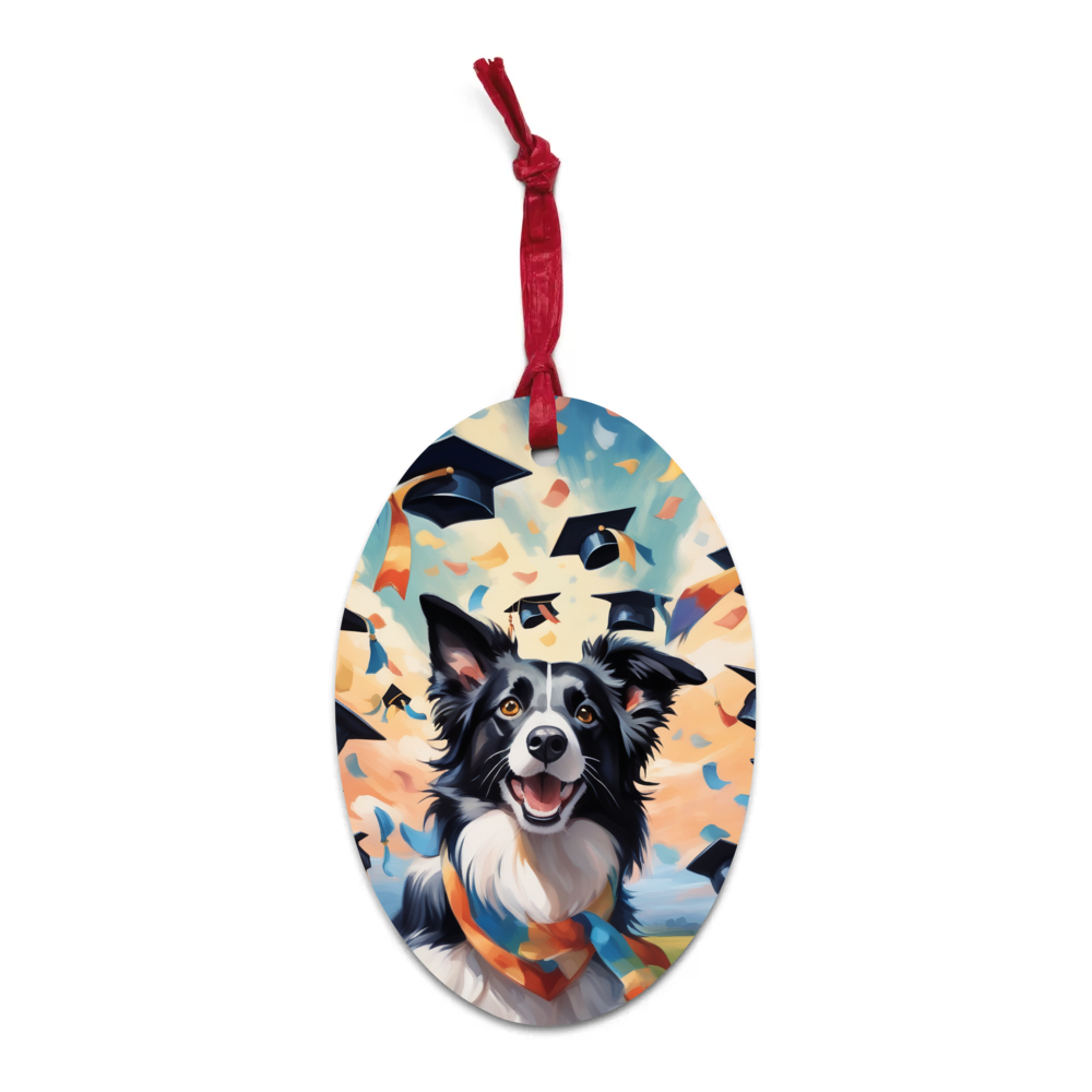 PugMug Custom Border Collie Wooden Ornament