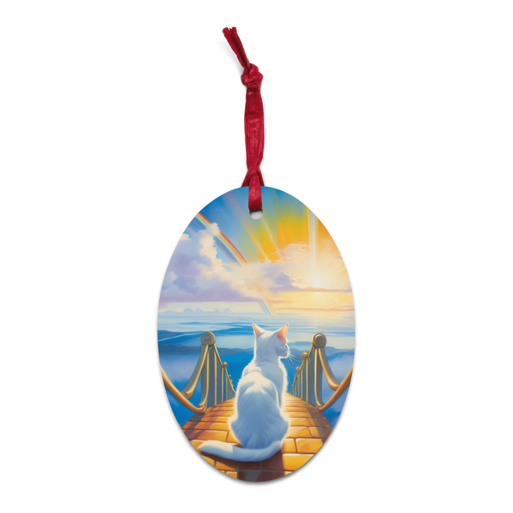 PugMug Custom White Companion Cat Wooden Ornament