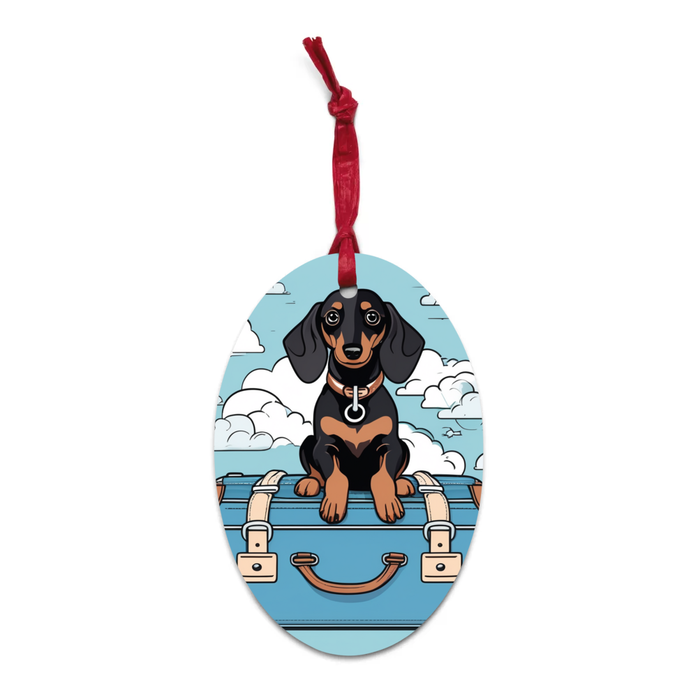 PugMug Custom Black Dachshund Wooden Ornament