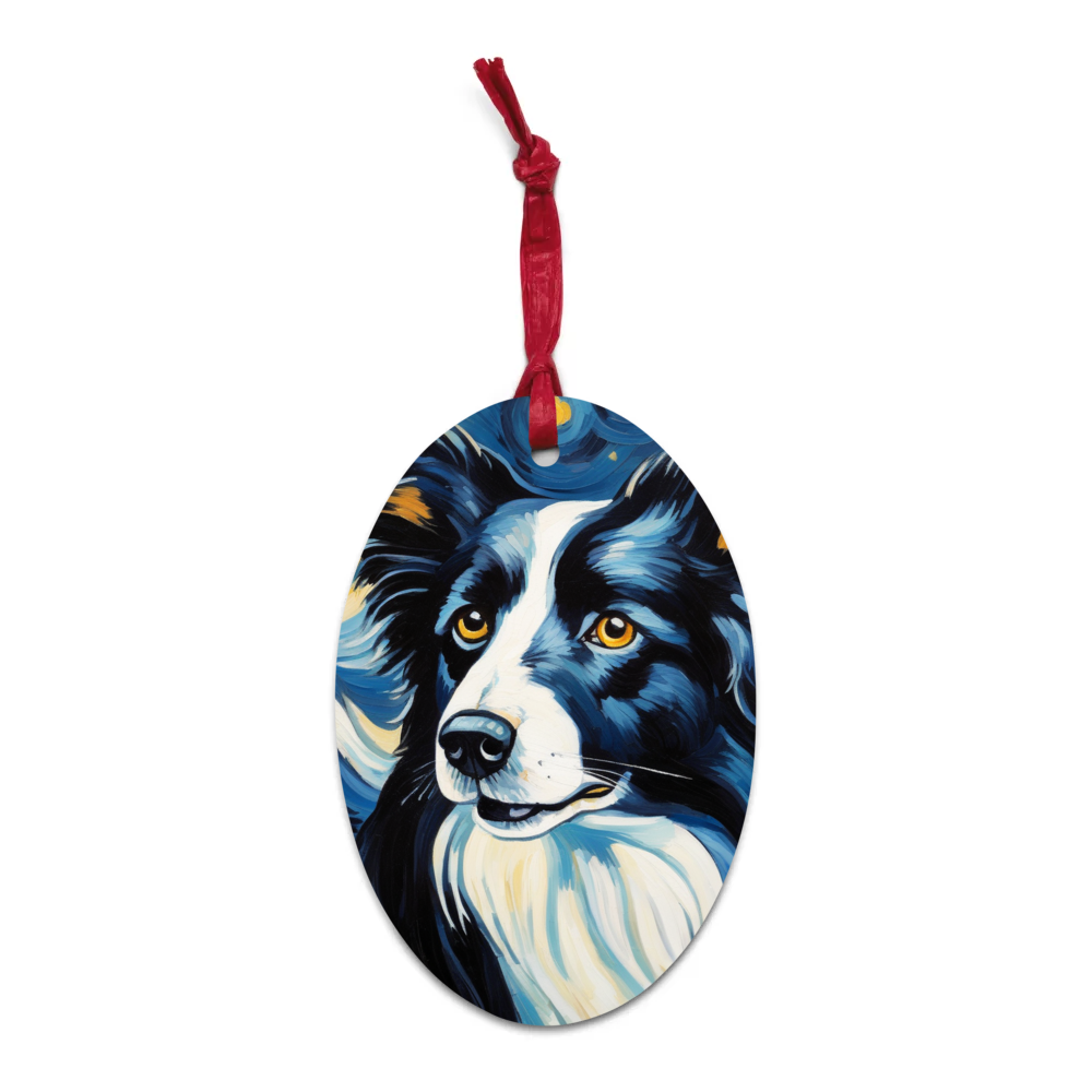 PugMug Custom Border Collie Wooden Ornament