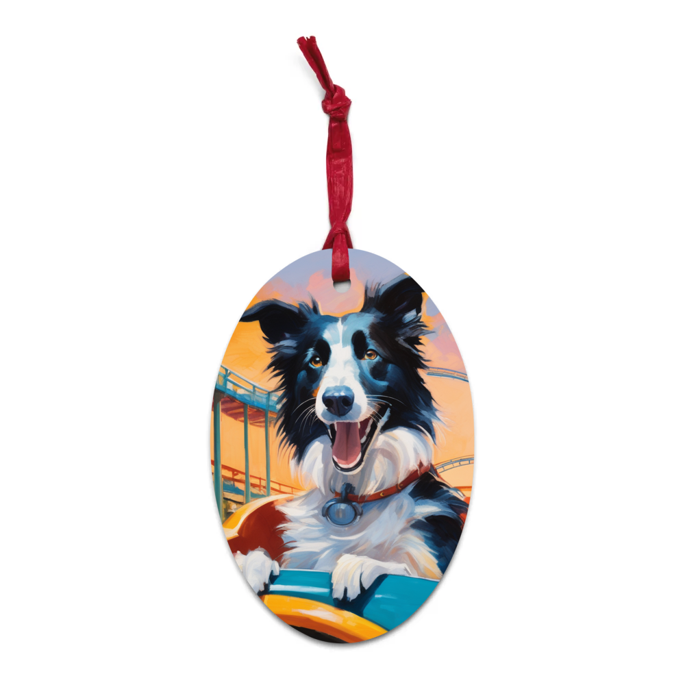 PugMug Custom Border Collie Wooden Ornament