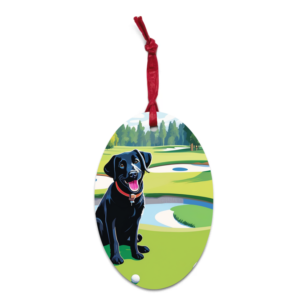 PugMug Custom Black Labrador Retriever Wooden Ornament