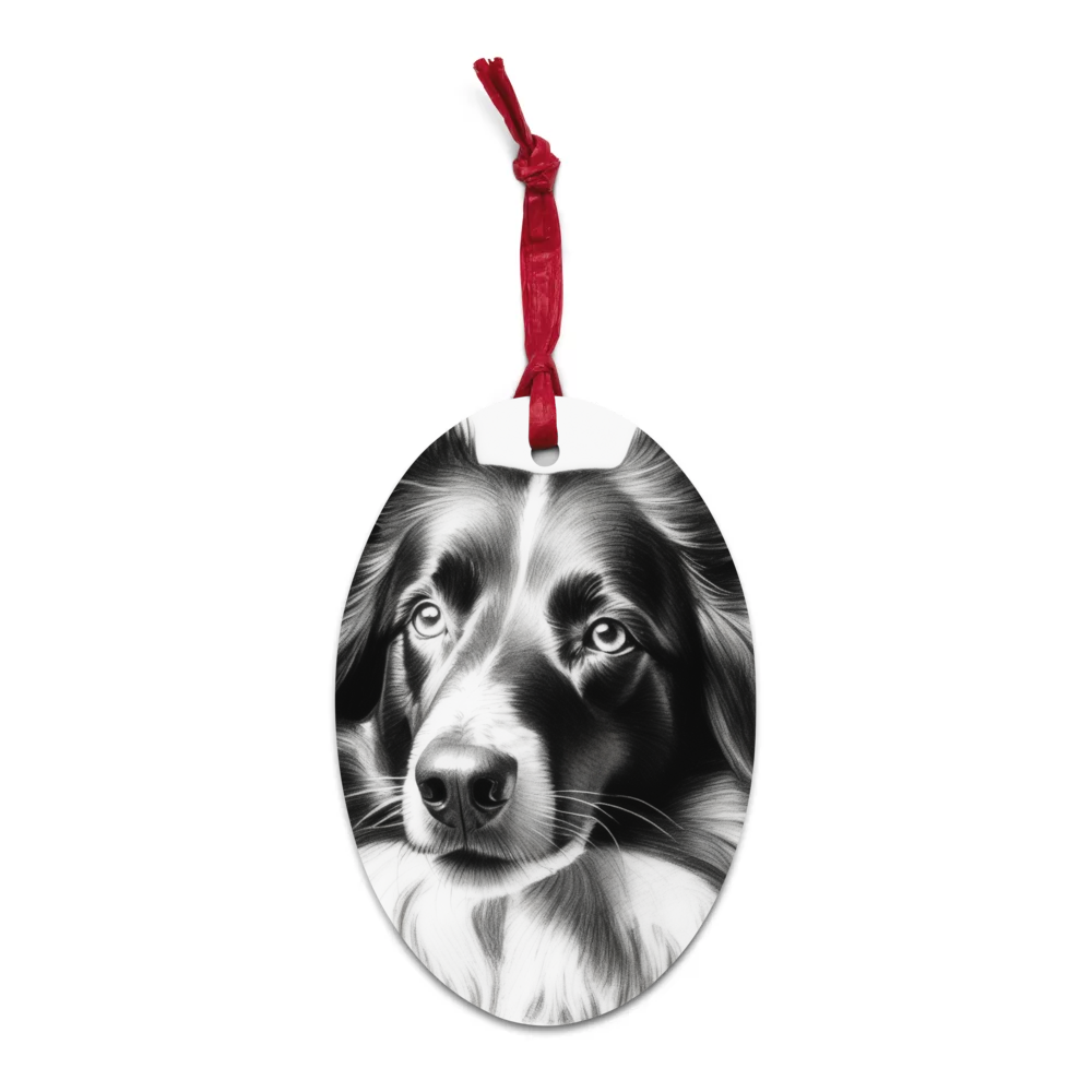 PugMug Custom Border Collie Wooden Ornament