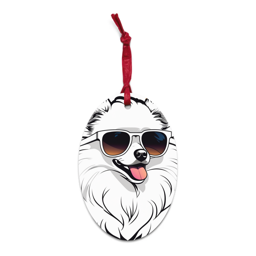 PugMug Custom White Pomeranian Wooden Ornament